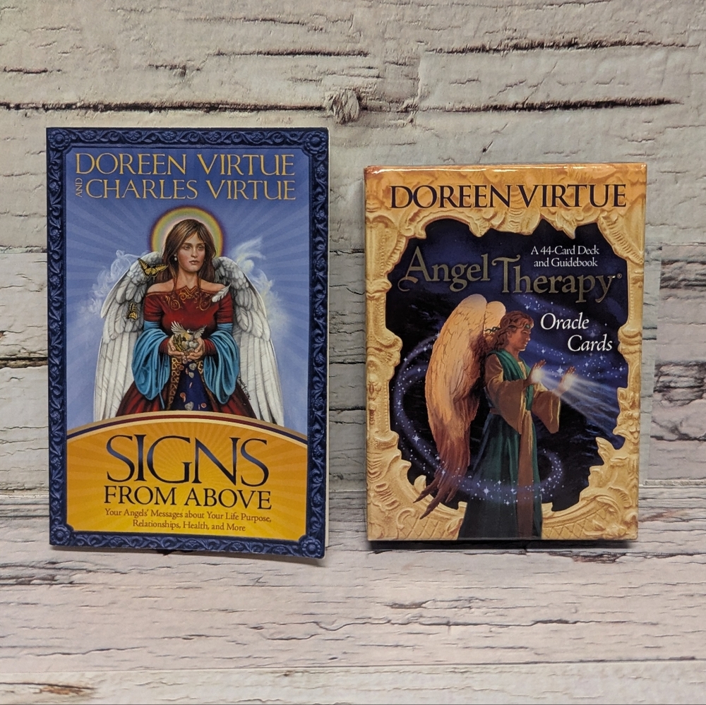 Doreen Virtue Angel Therapy Oracle Card Deck & Guidebook + Signs From Above Book